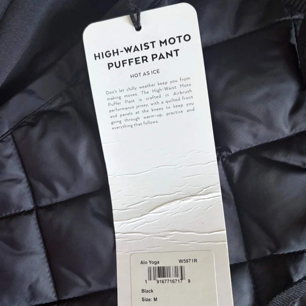 Alo Yoga Airbrush Winter Warm High-Waist Moto Puffer Pant | Medium | NWT